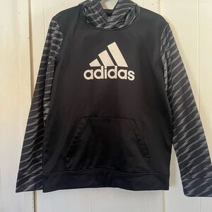 Youth Boys Adidas Black and Gray Patterned Hoodie